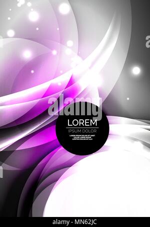 Digital illustration, glowing waves and circles. Vector digital illustration, glowing waves and circles Stock Vector