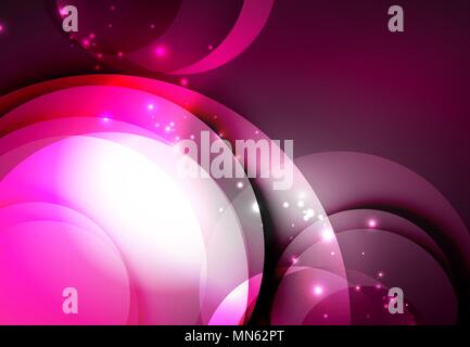 Digital illustration, glowing waves and circles. Vector digital illustration, glowing waves and circles Stock Vector