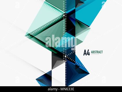 Triangular low poly vector a4 size geometric abstract template. Triangular low poly vector a4 size geometric abstract template. Multicolored triangles on light background, futuristic techno or business design Stock Vector