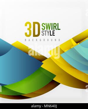 Swirl and wave 3d effect objects, abstract template vector design. Swirl and wave 3d effect objects, abstract template vector design. Overlapping waves on white background Stock Vector