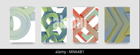 Minimal vector covers background set. Minimal vector covers background set, geometric futurisrtic style Stock Vector