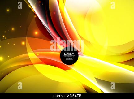Digital illustration, glowing waves and circles. Vector digital illustration, glowing waves and circles Stock Vector