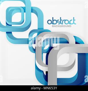 Square vector background. Square vector background, 3d style overlapping geometric shapes with shadows on light backdrop Stock Vector