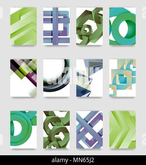 Minimal vector covers background set. Minimal vector covers background set, geometric futurisrtic style Stock Vector