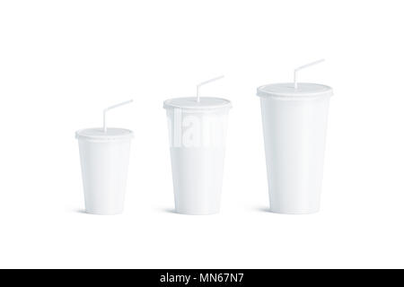 Paper soda cup with straw mockup isolated