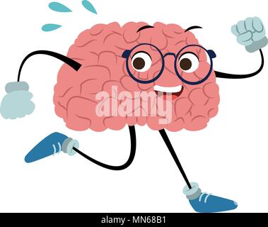 Brain cartoon running Stock Vector Art & Illustration, Vector Image ...