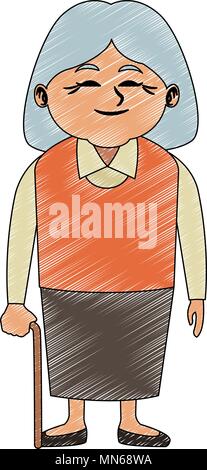Grandmother with stick isolated. grandma vector illustration Stock ...