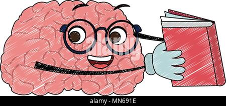 Funny brain cartoon reading a book Stock Vector Art & Illustration ...