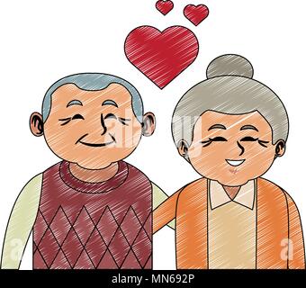 Cute grandparents couple cartoon scribble Stock Vector Image & Art - Alamy