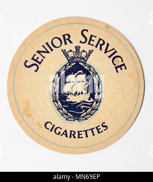 how much is a packet of 20 senior service cigarettes British Beer Mat advertising Senior Service Cigarettes Stock Photo
