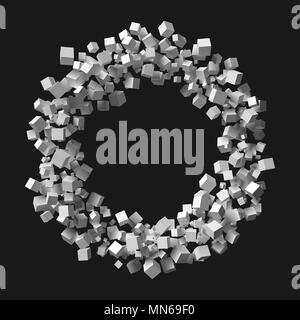 big circular frame formed by random sized cubes Stock Vector