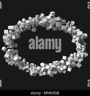 big circular frame formed by random sized cubes Stock Vector