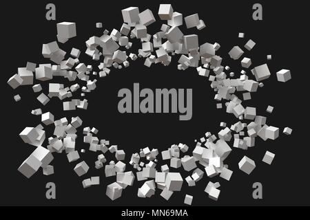 big circular frame formed by random sized cubes Stock Vector