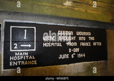 German Military Underground Hospital Sign in Saint Andrew Guernsey Stock Photo