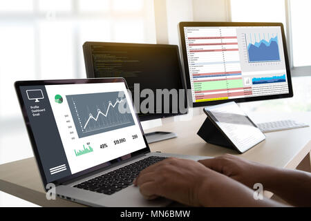 work hard Data Analytics Statistics Information Business Technology Stock Photo