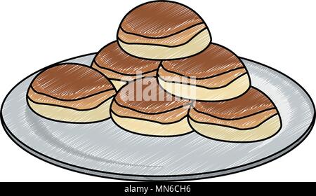 Fresh breads on dish scribble Stock Vector