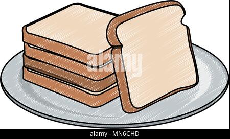 Fresh breads on dish scribble Stock Vector