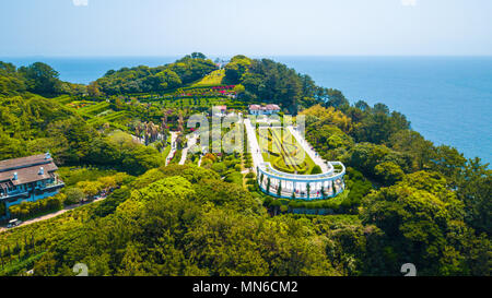 Aerial view of Oedo-Botania island, garden scenery at summer day in Geoje island, South Korea. Stock Photo