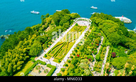 Aerial view of Oedo-Botania island, garden scenery at summer day in Geoje island, South Korea. Stock Photo