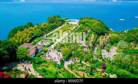 Aerial view of Oedo-Botania island, garden scenery at summer day in Geoje island, South Korea. Stock Photo