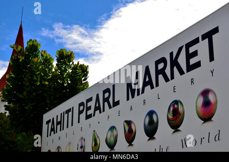 Tahitian Pearl market sign Stock Photo