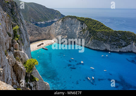 The Shipwreck, a major touristic attraction in Zakinthos. Stock Photo