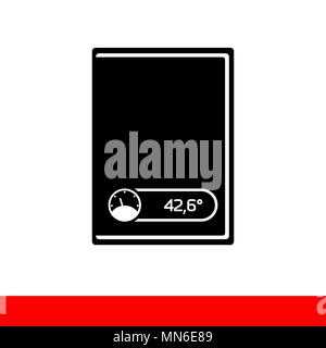 Heating boiler vector icon with temperature sensor Stock Vector