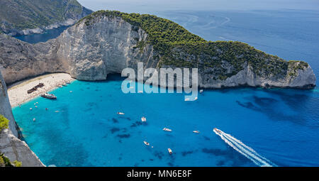 The Shipwreck, a major touristic attraction in Zakinthos. Stock Photo