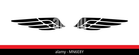 Wings. Vector illustration on white background. Black and white style for company style. Stock Vector