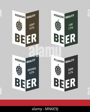 Beer Label with hop Design vector template set Stock Vector
