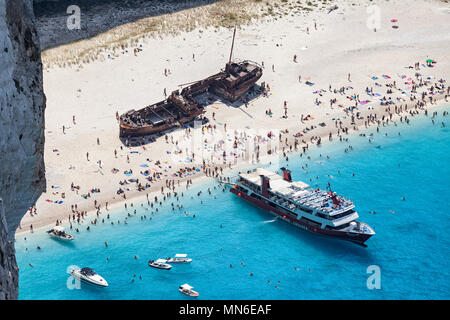 The Shipwreck, a major touristic attraction in Zakinthos. Stock Photo