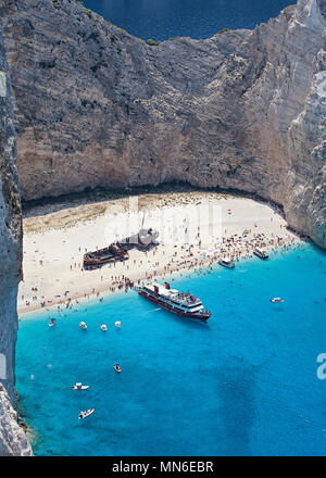 The Shipwreck, a major touristic attraction in Zakinthos. Stock Photo