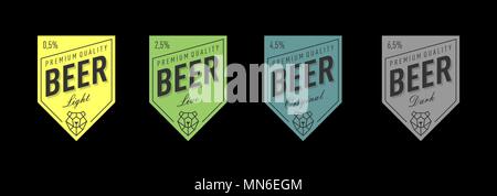 Beer label design with bear head line vector light live original dark vector Stock Vector
