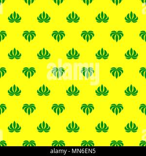 Marijuana ganja heart shape weed hemp leafs seamless vector pattern yellow background Stock Vector