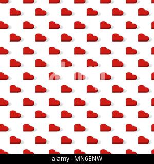 Isometric red hearts love signs seamless vector pattern Stock Vector