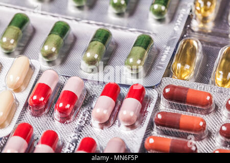 Set of pills in pack Stock Photo