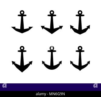 Ships anchor vector icon set Stock Vector