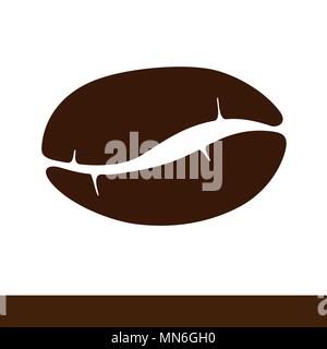 Brown coffee bean isolated icon on white background Stock Vector