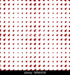 Isometric red hearts love signs seamless vector pattern Stock Vector