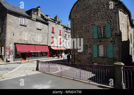 Street view of Murat, commune in the Cantal department in the Auvergne region in south-central France. Stock Photo