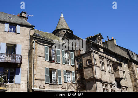 Street view of Murat, commune in the Cantal department in the Auvergne region in south-central France. Stock Photo