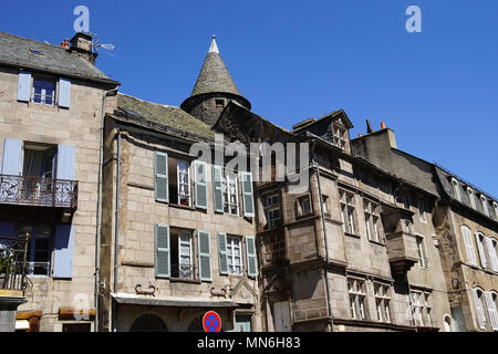 Street view of Murat, commune in the Cantal department in the Auvergne region in south-central France. Stock Photo