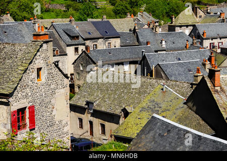 Elevated view of Murat, commune in the Cantal department in the Auvergne region in south-central France. Stock Photo