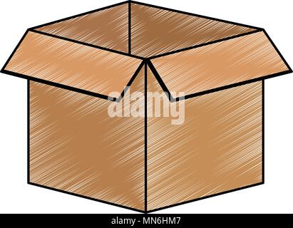 Cardboard box open scribble Stock Vector