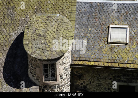 Elevated view of Murat, commune in the Cantal department in the Auvergne region in south-central France. Stock Photo