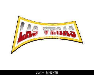 Las Vegas inscription in retro style in yellow rectangle on white background Stock Vector