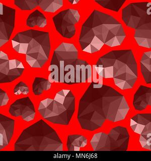 seamless pattern diamond heart cells in blood on red background Stock Vector