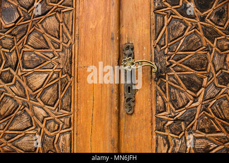 Detail of a door with arab ornaments at Emir Bachir Chahabi Palace Beit ed-Dine in mount Lebanon Middle east, Lebanon Stock Photo