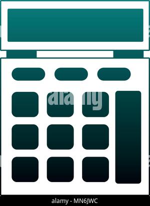 Calculator math device in blue lines Stock Vector