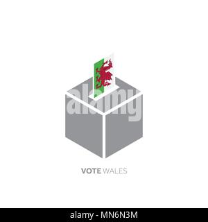 Wales voting concept. National flag and ballot box. Stock Vector